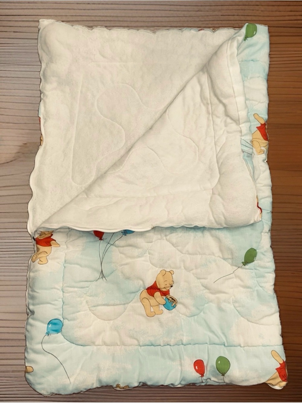 Vtg Winnie the Pooh Toddler Quilted Sleeping Bag Sack Zip Up Zipper Baby 19x29”